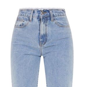 PrettyLittleThing Light Blue High Waist Straight Jeans
